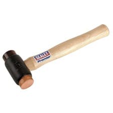 Image of Sealey Copper/Rawhide Faced Hammer 2.25Lb Hickory Shaft Hammers CRF25