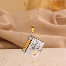 Image of Engraved Clavicle Necklace Gift For Daughter Book Necklace Can Be Opened