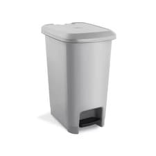 Image of Slim Plastic Lidded Foot Pedal Waste Bin Rubbish Recycling Trash Dust Home Offic