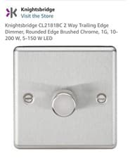 Image of Knightsbridge CL2181BC Brushed Chrome 1g 2way dimmer 10-200w (5-150w LED)