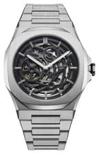 Image of D1 Milano Mechanical Silver (41.5mm) Black Skeleton Dial / Stainless Steel