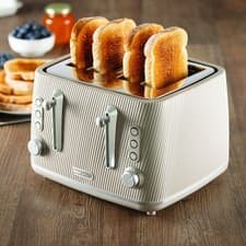 Image of Daewoo Cascade Retro 4-Slice Toaster Matte Textured Finish Taupe