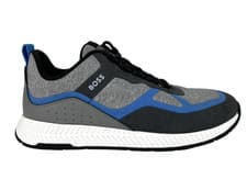 Image of Mens Trainers BOSS Grey Casual Sneakers With Logo Titanium Runn - Size 11