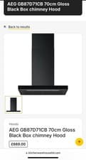 Image of AEG GB87D71CB Built In 70cm 5 Speeds Chimney Cooker Hood Black Gloss A+ Rated