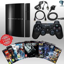 Image of Sony Playstation 3 Console 60GB PS3 2 USB Ports PS3 Cables 10 Games Controller
