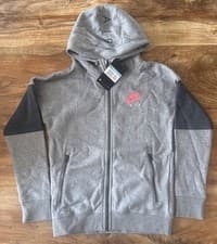 Image of Nike Kids NSW Fleece Full Zip Hoodie In Grey Size M Ages 10-12yrs 856179 091
