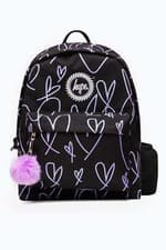Image of Hype Girls Black/Purple Glitter Scribble Hearts Iconic Backpack