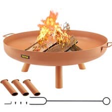 Image of VEVOR Fire Pit Bowl Round Fire Pit 30-Inch Carbon Steel for Outdoor Patio Brown
