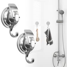 Image of 2Pcs No Drilling Vacuum Heavy-Duty Suction Cup Hook Bathroom Shower Organization