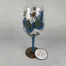 Image of Lolita Love My Wine Hand Painted "Garden Butterfly" Wine Glass