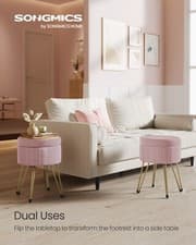 Image of Storage Ottoman Velvet Dressing Table Stool Round Storage Stool Seat