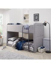 Image of Charlie Fabric Bunk Bed Grey | Upholstered | 70kg Load | Metal Ladder