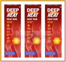 Image of 3x Deep Heat Rub Cream - 100g - Fast Pain Relief | Muscles | Aches | Stiffness