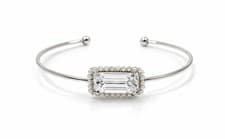 Image of Ted Baker Silver Tone Clear Crystal Open Cuff Bracelet Bangle New With Gift Box