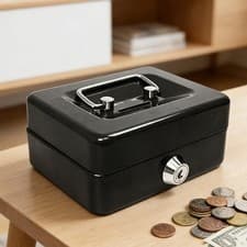 Image of 12”Lockable Metal CashBox with 2Keys & Change Tray Secure Storage-Random Colours