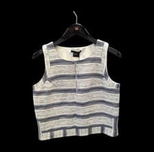 Image of Women's ARMANI EXCHANGE White/Blue Cotton Blend Woven Top Size L BNWT