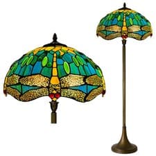 Image of Green Tiffany Floor Lamp 16 INCH STAINED GLASS HANDCRAFTED UK