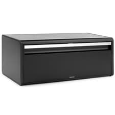 Image of Brabantia Kitchen Fall Front Bread Bin Storage White Black Steel