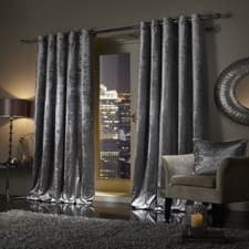 Image of Crushed Velvet Curtains PAIR of Eyelet Ring Top Fully Lined Ready Made Thick UK