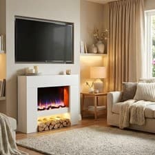 Image of Electric Fireplace with Surround,  LED Flame & Mood Light – Endeavour Staxton