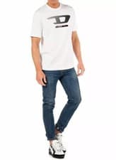 Image of Diesel T JUST Y4 Mens T Shirt Casual Short Sleeve Tee Black White Large 'D'
