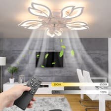 Image of 6 Speed Large LED Ceiling Fan with Lighting LED Light Adjustable Wind + Remote