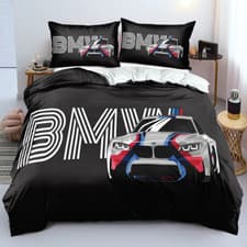 Image of 03 Iconic Three-Stripe Automotive Duvet Cover Quilt Cover Set Custom Bed Decor