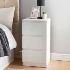 Image of 3 Drawer High Gloss Chest of Drawers Modern Bedroom Storage Cabinet Unit