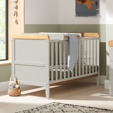 Image of Tutti Bambini Dove Grey Cot Bed with Cot Top Changer and Mattress Rio