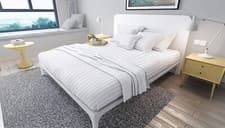 Image of 100% EGYPTIAN COTTON SATEEN 300TC WHITE SATIN STRIPE  FITTED SHEET HOTEL QUALITY
