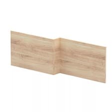 Image of 1700mm Square L-Shape Shower Bath Front Panel - Bleached Oak