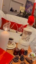 Image of Fun, Festive, Santa Hand Crafted Long Red Christmas Cushion