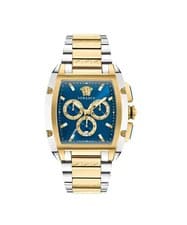 Image of Versace Dominus Chronograph Quartz Blue Dial Two-Tone Men's Watch VE6H00723 NEW