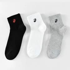 Image of 3 Pairs ASICS Men Ankle Socks Cotton Soft Breathable Socks