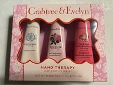 Image of Crabtree & Evelyn Hand Therapy trio hand cream Floral Rose Magnolia Pear BNIB