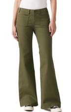 Image of Levi’s Superlow Flare Jeans Women’s 32x32 Green Patch Pocket Mid Rise Retro NWT
