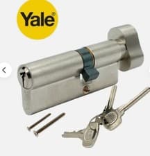 Image of Yale 75mm 30/45 EURO Turn Cylinder satin Nickel