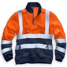 Image of Mens Hi Vis Zip Neck Workwear Sweatshirt Reflective Safety Pullover Jumper