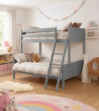 Image of 3ft 4ft Triple wooden Bunk Bed kids in Grey With Mattress Option