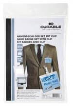 Image of Durable Name Badge Set with Clip 60 x 90 mm (Pack of 20)
