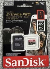 Image of SanDisk Extreme Pro 1TB Micro SDXC A2 V30 UHS-I  200MBs 4K Memory Card