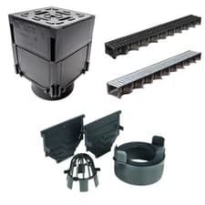 Image of ACO HEXDRAIN 1M CHANNEL PLASTIC AND GALVANISED ACCESSORY PACK & CORNER BRANDED