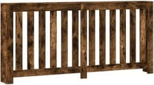 Image of Smoked Oak Radiator Cover Shelf | Modern Slatted MDF Cabinet 175x20x82cm