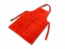 Image of Red Leather Welding Apron With Kevlar Stitching