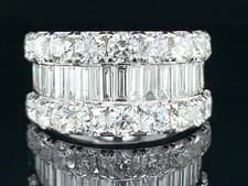 Image of 5.00ct Diamond Half Eternity Ring F VS Baguette & Brilliant Cut, 18ct White Gold