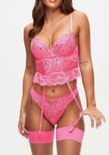Image of Ann Summers The Icon Padded Basque Sizw 12d/dd Pink Lace
