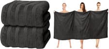 Image of ZZZMRH Luxury 2 Pk Grey Bath Sheets Premium Quality 100% Combed Cotton 650 GSM J
