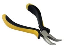 Image of Mini Bent Long Nose Pliers with Sprung Non Slip Handles Precision Tool for