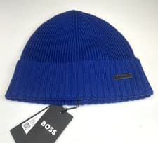 Image of BOSS Fati Men's Blue Beanie Hat NEW w/TAGS