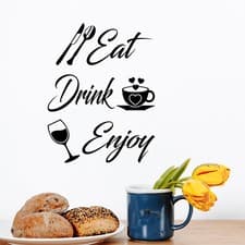 Image of Eat Drink Enjoy Wall Art Stickers Home Decor Cutlery Decals Kitchen Quotes Words